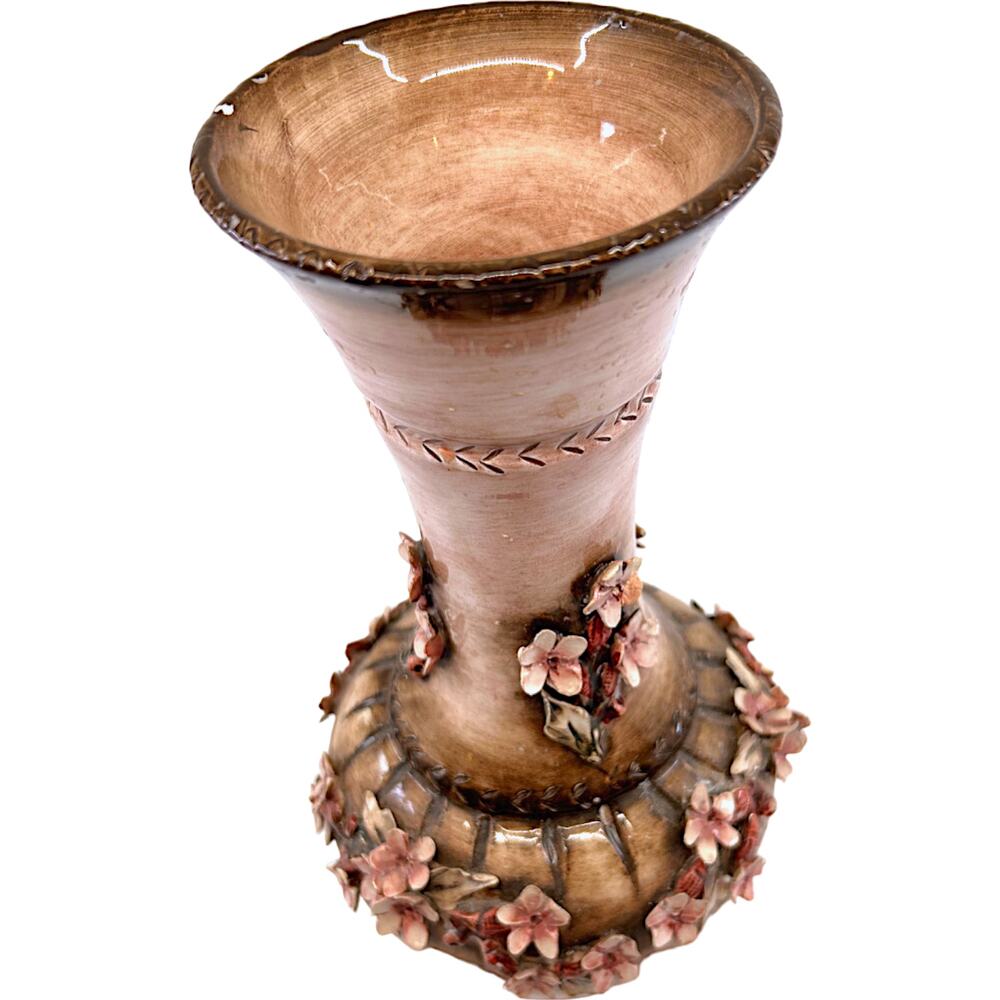 1948 Porcelain Rose Pink Italian Valente Flower Vase Antique